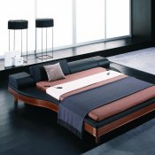 Two-Tone Black & Brown Modern Bed w/Adjustable Headboard