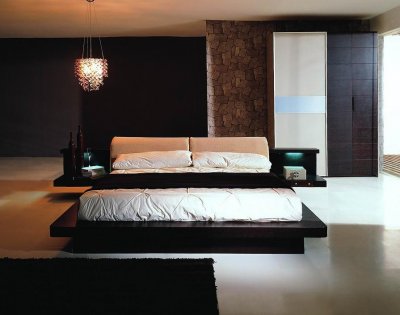 Platform  Sets on Dark Wenge Contemporary 5pc Bedroom Set W Platform Bed