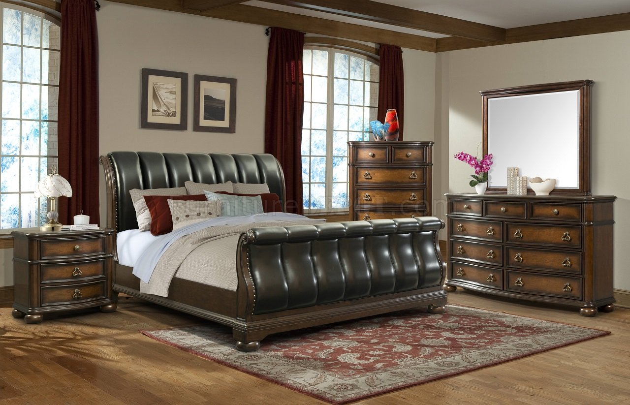 Palmer Bedroom Lm600 In Chestnut W Upholstered Bed By Elements