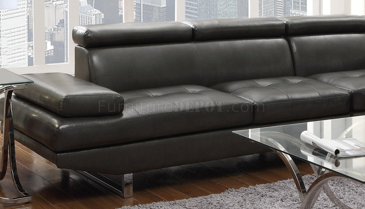 piper charcoal leather sectional sofa