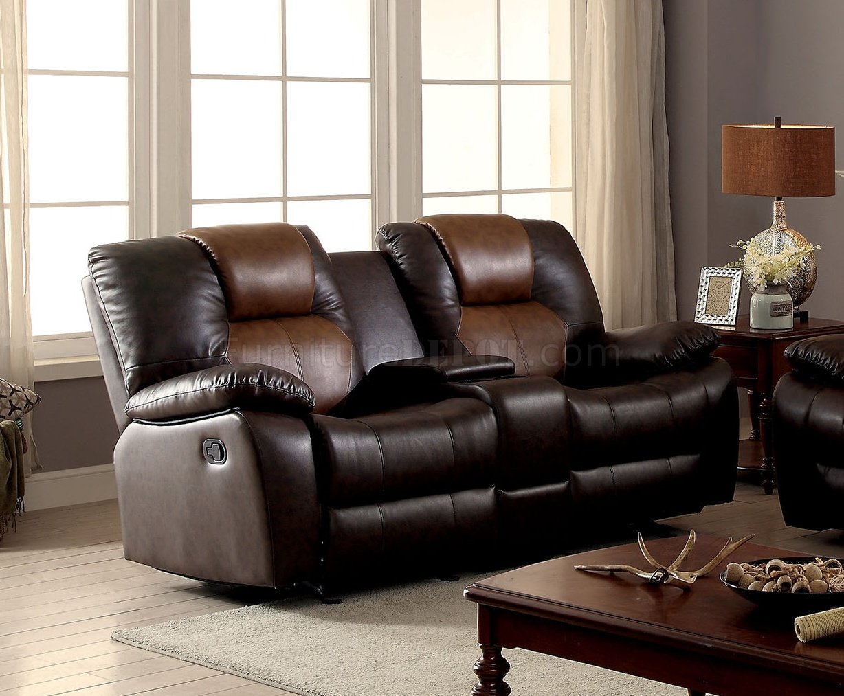 2 tone brown leather sofa