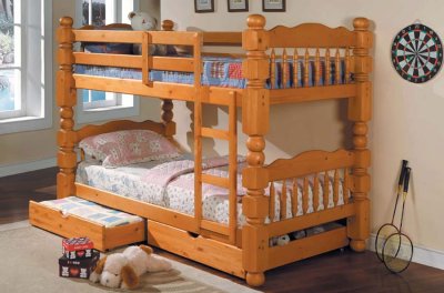 Bunk Beds  Drawers on Honey Oak Finish Kid S Bunk Bed With Drawers At Furniture Depot