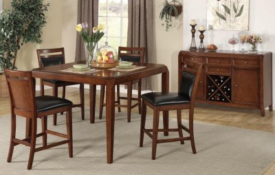 Modern Dining Tables Sets on Brown Cherry 5pc Modern Pub Dining Table Set W Optional Server At