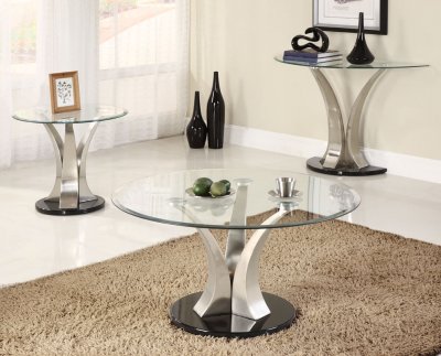 Glass Coffee Table Modern on Glass Top Modern Coffee Table W Chrome Pillars   Black Base At