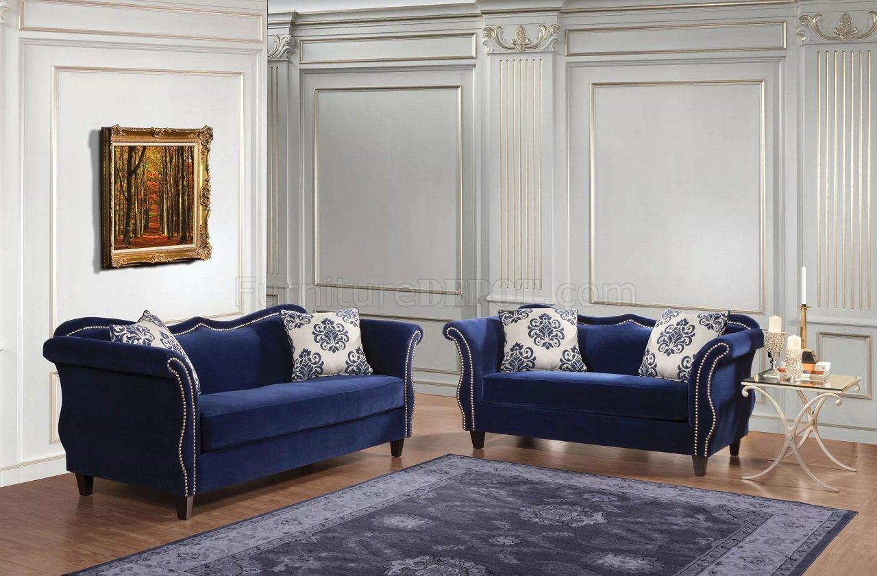 Zaffiro Sofa SM2231 in Royal Blue Fabric w/Options