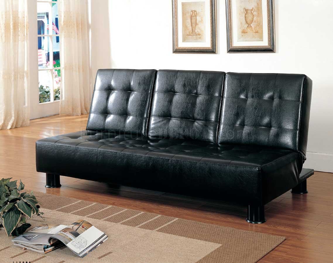 black leather sofa bed