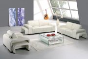 White Leather Modern 3PC Stylish Living Room Set