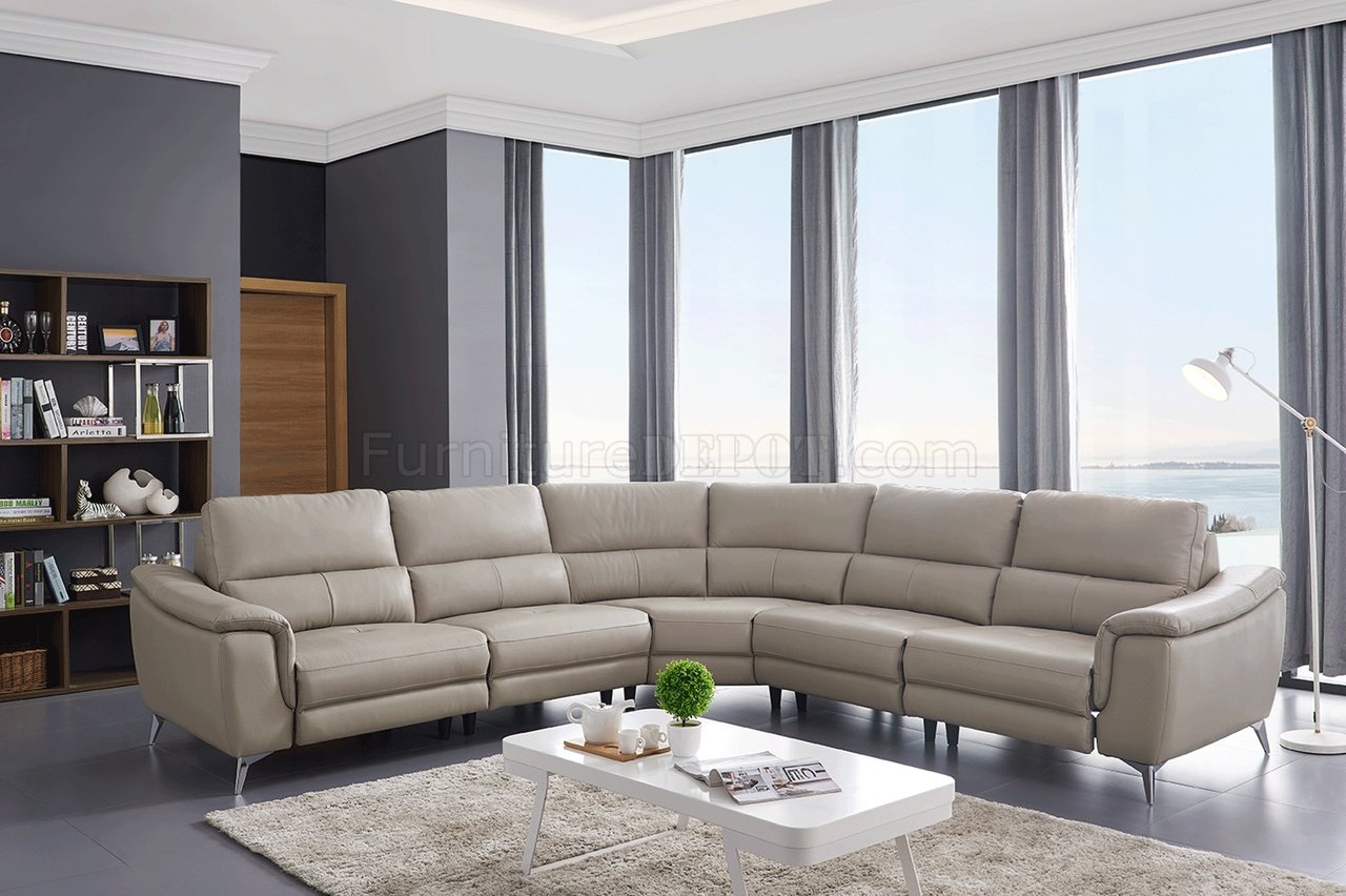 grey leather motion sofa