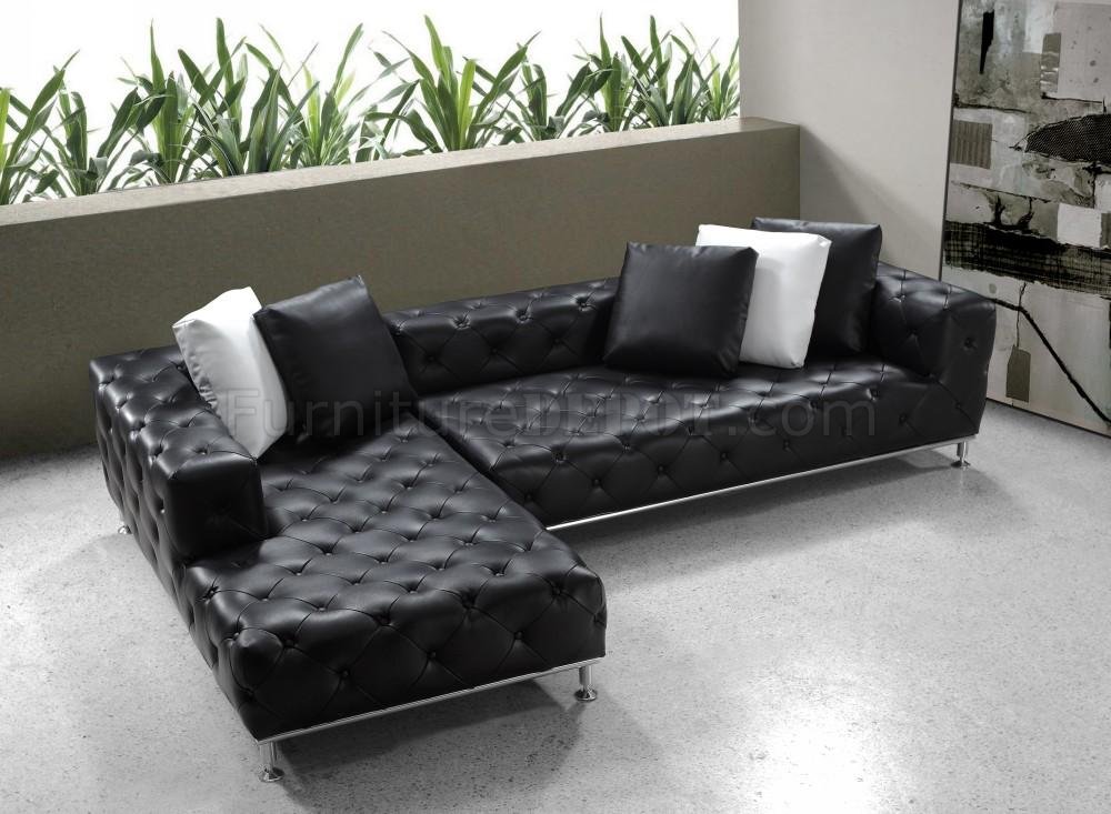 button tufted leather sectional sofa