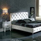 Nelly White Tufted Leather Headboard Modern Bedroom