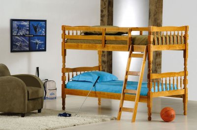 Twin Beds  Kids on Honey Pine Finish Contemporary Kids Twin Bunk Bed At Furniture Depot