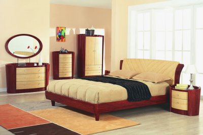 Baby Bedroom Furniture Sets on Maple High Gloss Finish Contemporary Bedroom Set At Furniture Depot