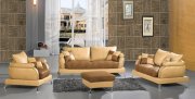 Two-Tone Camel & Brown Top Grain Italian Leather 4PC Sofa Set