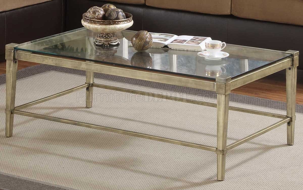 Clear Glass Top Modern 3pc Coffee Table Set Wmetal Legs