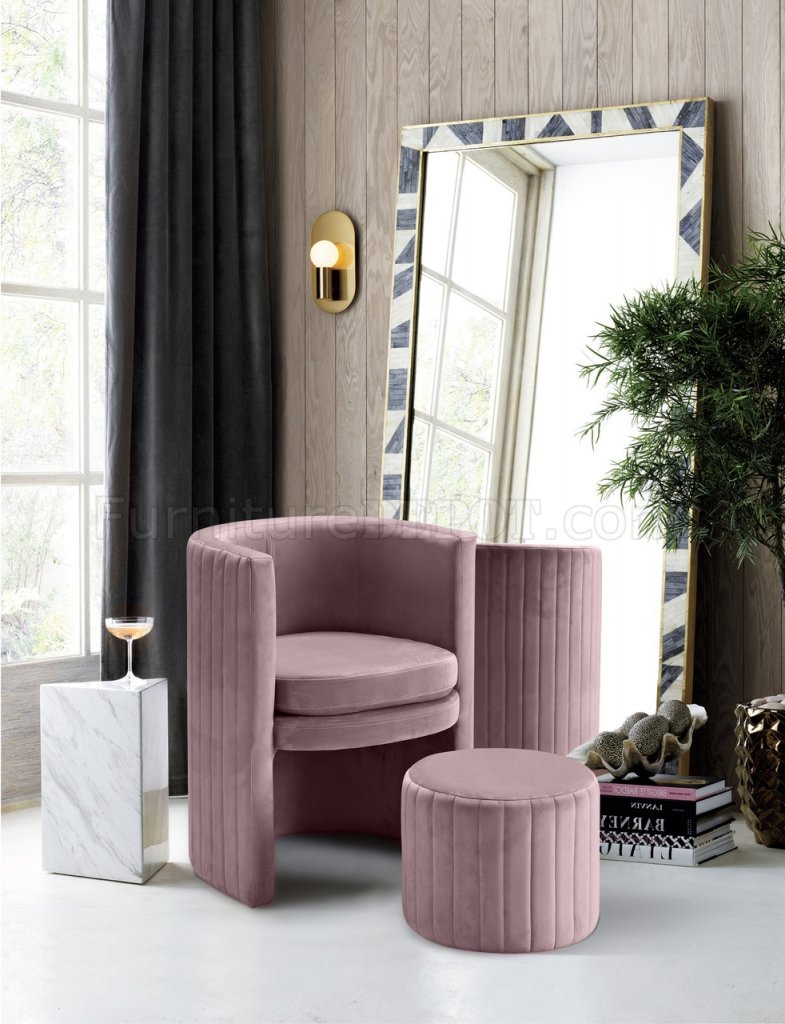 Selena Accent Chair Ottoman 555 In Pink Velvet By Meridian