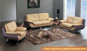 Cappuccino & Chocolate Bonded Leather Modern 7025 Sofa w/Options