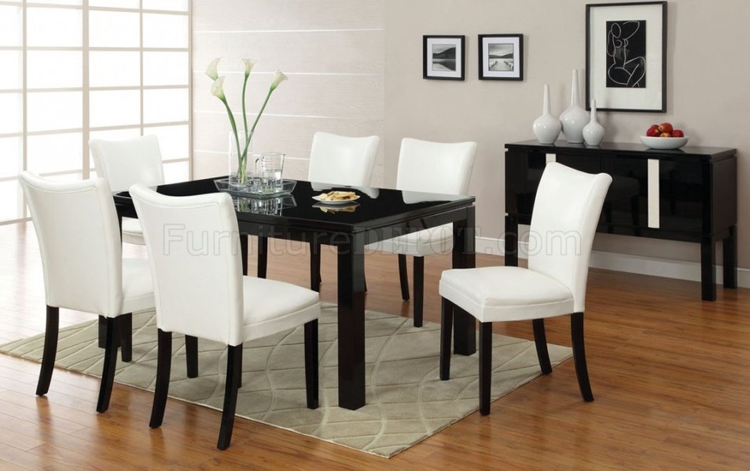 Black Dining Room Table With White Chairs
