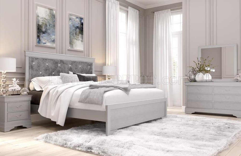 Verona Bedroom Set 5pc In Silver By Global W Options