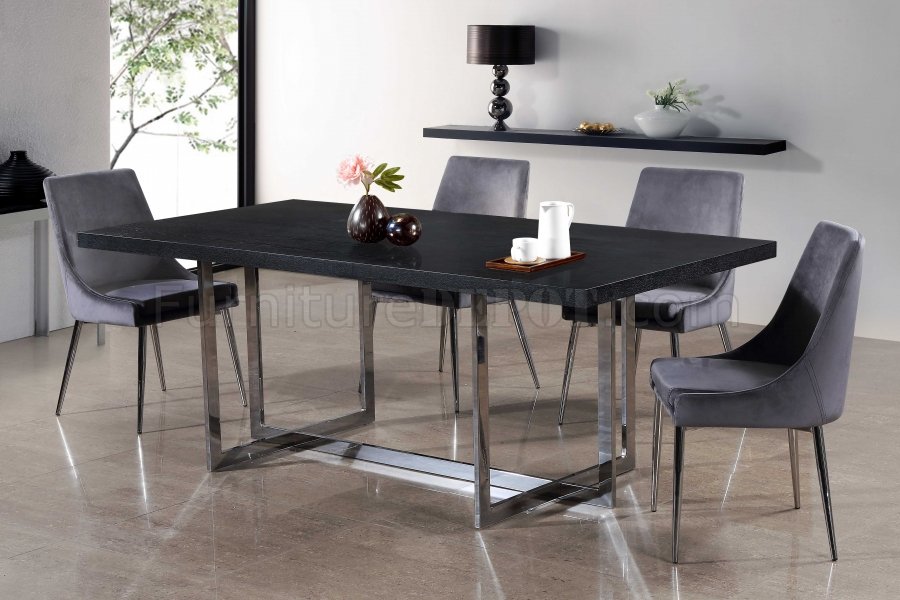 Karina Dining Chair 784 Set of 4 Grey Velvet Fabric by Meridian