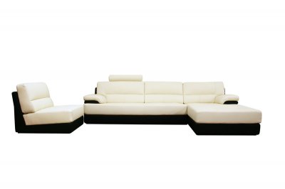 Sofa  Chairs on Cream Leather Modern Sectional Sofa And Chair Set At Furniture Depot