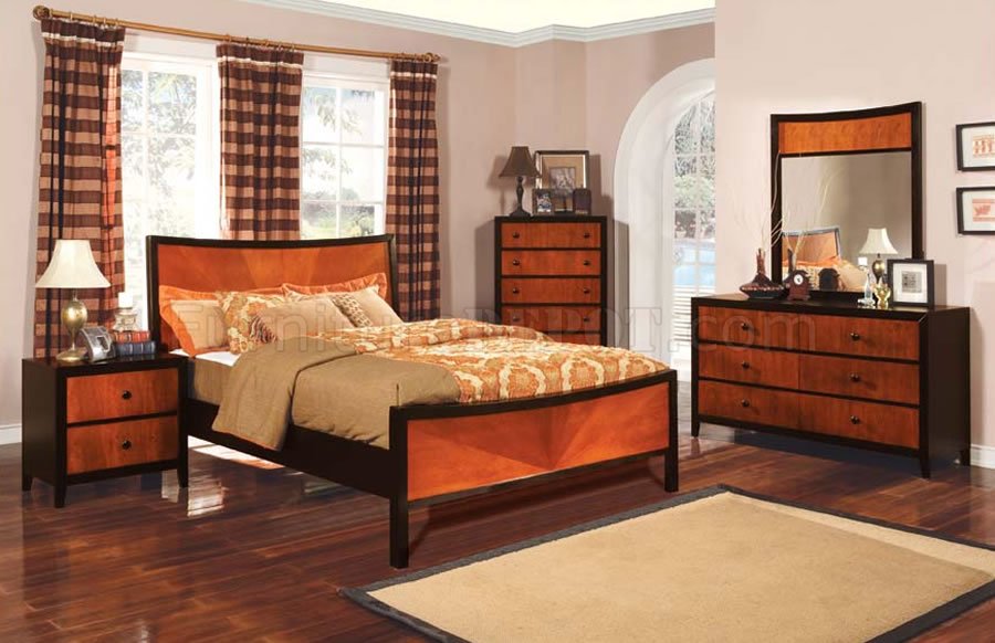 two tone wood and black bedroom furniture
