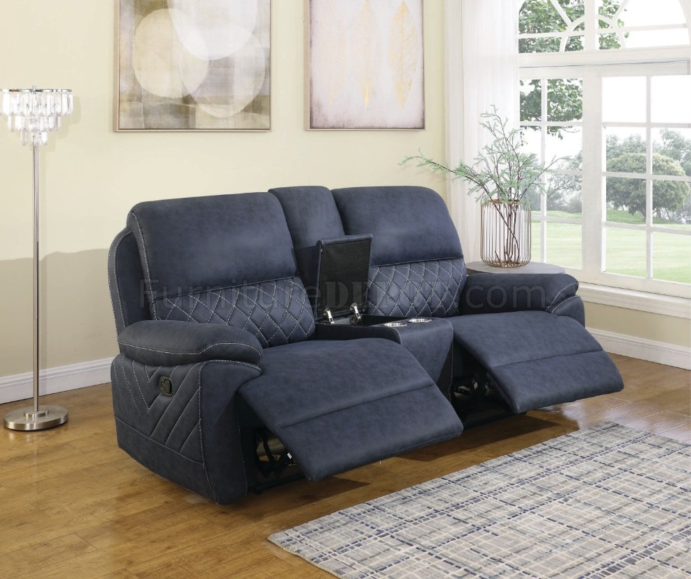 Variel Recliner Sofa 608991 in Blue by Coaster w/Options