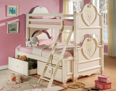 Doll House Bunk  on Light Beige Color Modern Kid S Bunk Bed With Drawers At Furniture