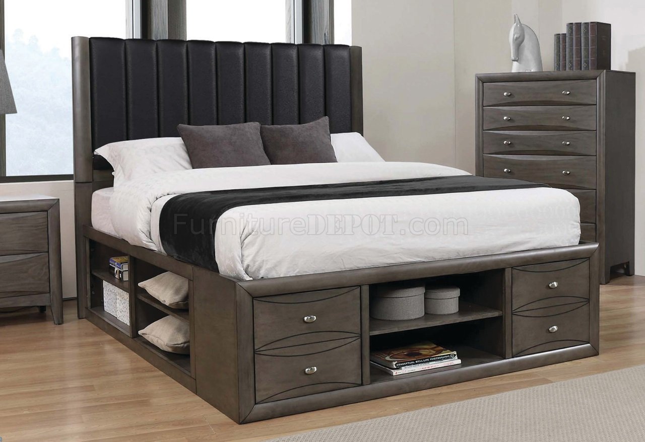 Phoenix Bedroom 205470 In Coco Gray Black By Coaster W Options