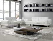 J&M Modern Manhattan Leather Sofa in White or Black w/Options