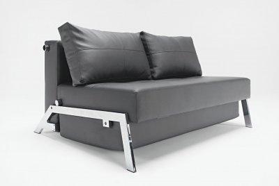 Black Full Size  on Black Full Leather Modern Convertible Loveseat Bed W Chrome Legs