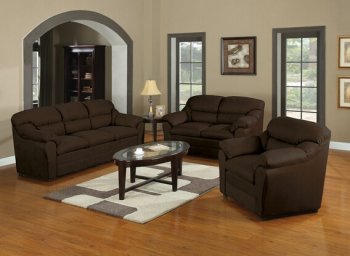 Chocolate Microfiber Modern Sofa & Loveseat w/Options [AMS-50175-Connell]