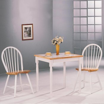 White & Natural Two-Tone Finish Modern 3 Piece Dinette Set [CRDS-4191]