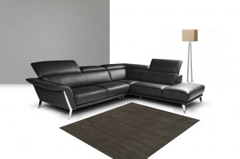 Heni Sectional Sofa in Black Premium Leather by J&M [JMSS-Heni Black]