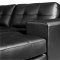 Jade Sectional Sofa in Black Leather w/Tufted Cushions