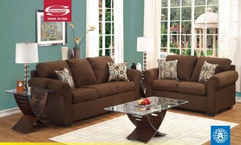 Chocolate Microfiber Fabric Zuri 50395 Sofa w/Options by Acme [AMS-50395 Zuri Chocolate]