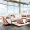 Esmay Sectional Sofa SM8115 in Ivory Chenille Fabric w/Options