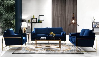 Mila Sofa 678 in Navy Velvet Fabric by Meridian w/Options [MRS-678 Mila Navy]