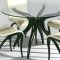 Clear Bonded Glass Top 5Pc Modern Dining Set w/Beige Chairs