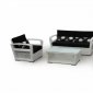 White/Black Modern 4Pc Patio Sofa & Chairs Outdoor Set w/Table