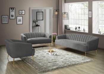 Tori Sofa 657 in Grey Velvet Fabric by Meridian w/Options [MRS-657 Tori Grey]