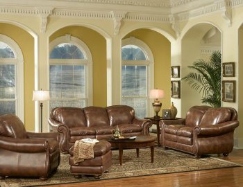 Leather Italia Pecan Duplin Sofa & Loveseat Set w/Options [LIS-S9913 Duplin]