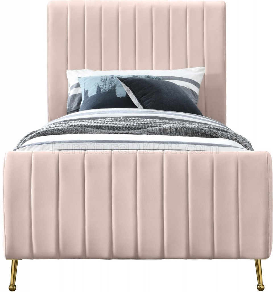 Zara Bed in Pink Velvet by Meridian w/Options