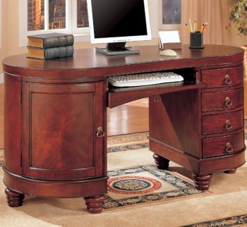 Kidney Shape Deep Cherry Modern Home Office Desk [#386U-MICHELLE]