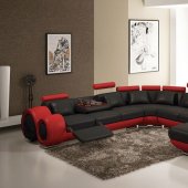 4084 Sectional Sofa in Black & Red Bonded Leather by VIG