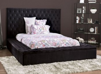 Davida Bed CM7897BK in Black Flannelette w/Options [FAB-CM7897BK-Davida]