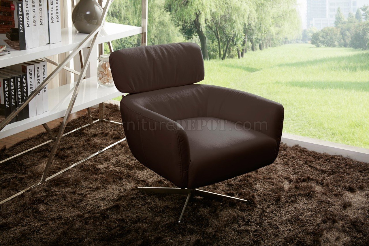 Fran Swivel Chair in Purple Leather/Split by Beverly Hills