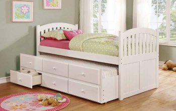 5104 Twin Captain's Bed in White w/Trundle [EGKB-5104]