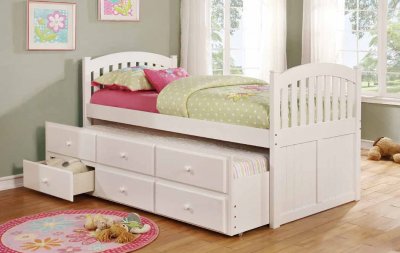 5104 Twin Captain's Bed in White w/Trundle