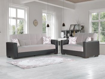 Armada-9 2pc Sofa Bed & Loveseat Set in Sand Fabric by Casamode [CMSB-Armada-9-Sand]