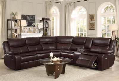 Bastrop Motion Sectional Sofa 8230BRW in Brown by Homelegance